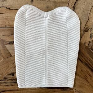 Aerie Ribbed Sweetheart Sweater Tube Top Cream White Clean Girl Coastal Size XXS